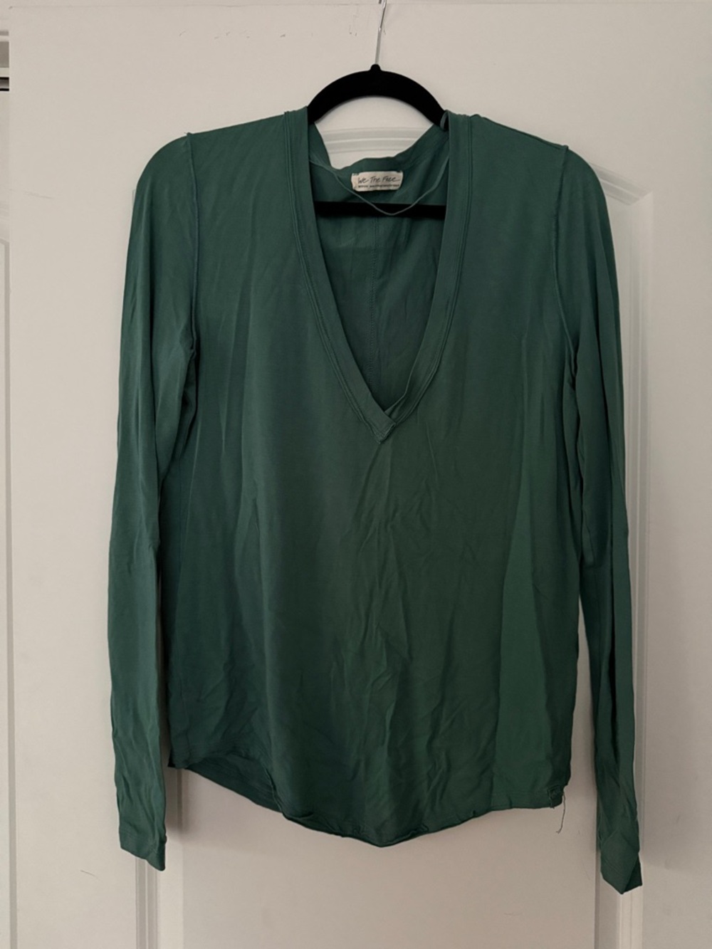 Free People Deep Teal Long Sleeve V-Neck Top
